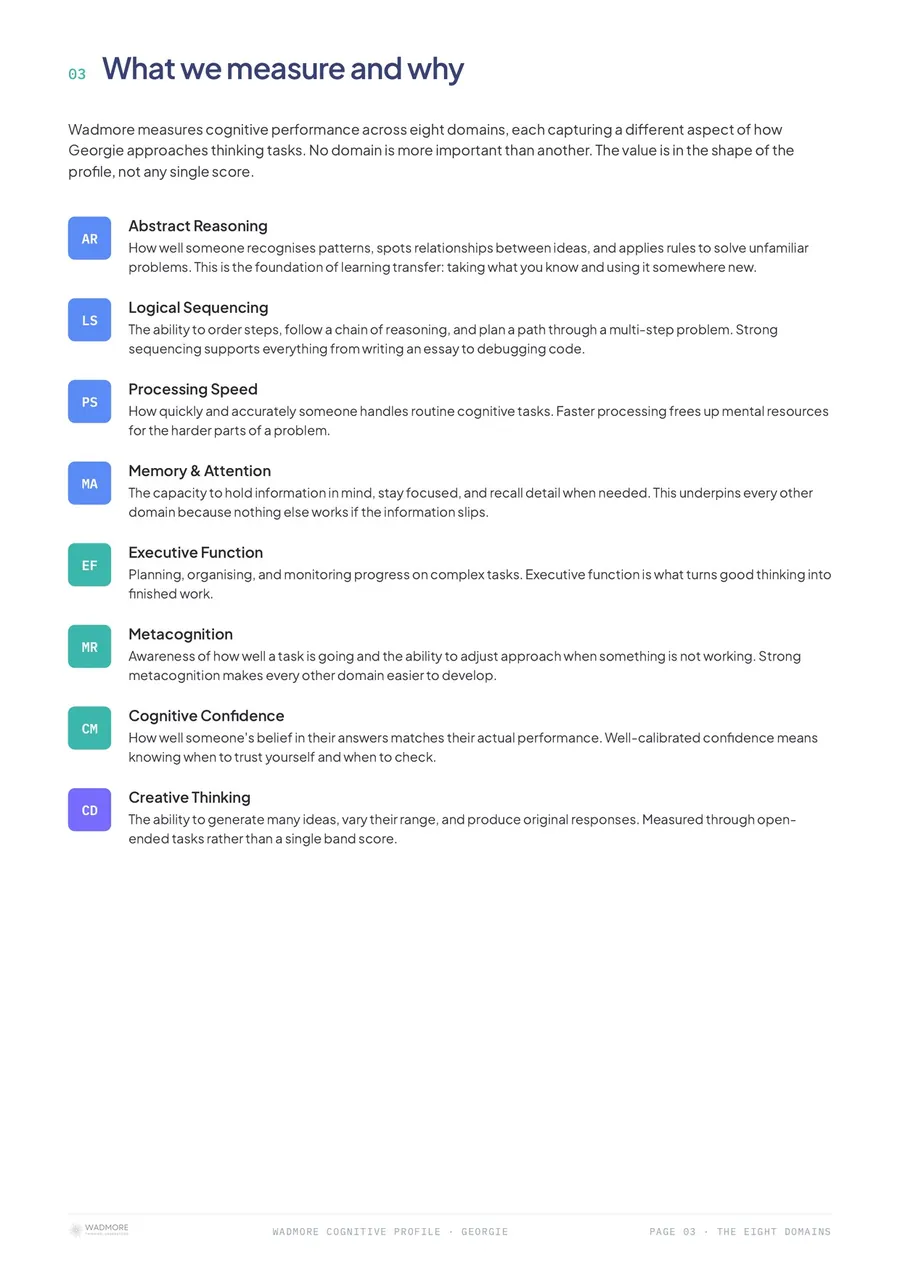 A domain page explaining Abstract Reasoning